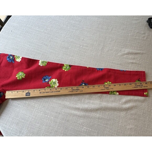 Hollister Juniors Floral Ankle Pants Red Blue Green Size 0 Waist 24 - Picture 9 of 9